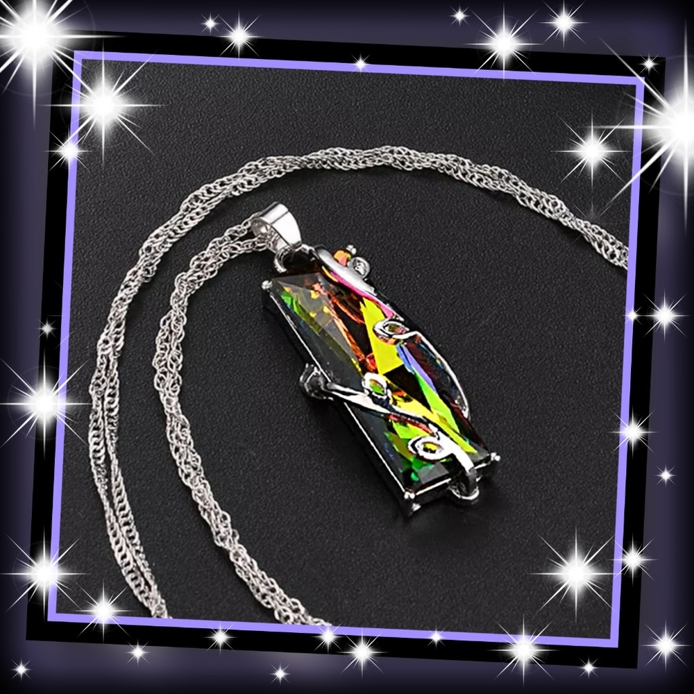 New! Mystic Fire Topaz 925SS 20" Necklace - Picture 2 of 4